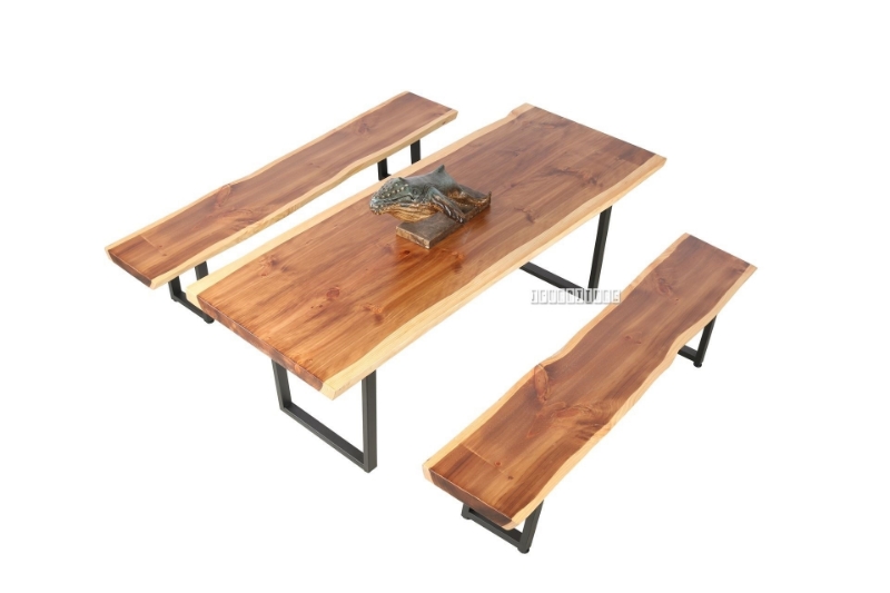 Picture of TASMAN Solid NZ Pine 3PC Dining Set (Live Edge) - 71" Dining Table + (2x) 71" Bench