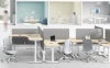 Picture of UP1 L-SHAPE Height Adjustable Desktop (White/Oak)