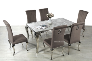 Picture of AITKEN 160 Marble Top Stainless 7PC Dining Set- Dark Grey