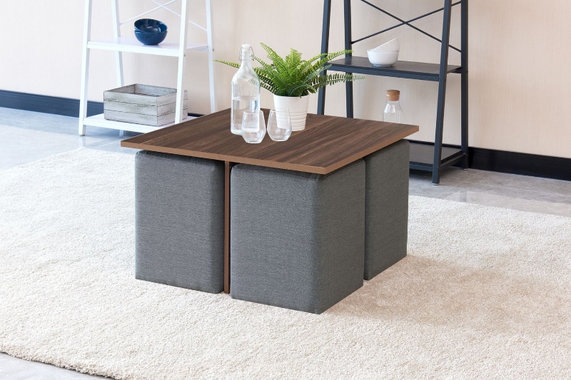 Picture of IRENE 5PC 27.5" Square Coffee Table with 4 Stools