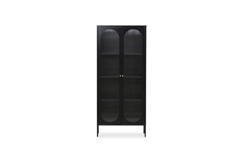 Picture of STARK Steel Frame 2-Arched Door Accent Glass Display Cabinet (Black)