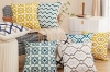 Picture of GEOMETRIC Pattern Towel Embroidered Cushion with Inner (17.7" x 17.7") - Yellow Square frame