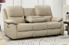 Picture of KEATON Leather Dual Power Reclining Sofa Range with Bluetooth Speaker + Console & Cup Holders (Latte)