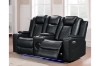 Picture of MONROSE Air Leather Dual Motor Reclining Sofa Range (Black) - Armchair with Cup Holders (1R)