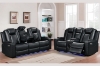 Picture of MONROSE Air Leather Dual Motor Reclining Sofa Range (Black) - Sofa with Drop-Down Console USB Port, Power Socket & Wireless Charging(3RRC)