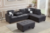 Picture of NEBULA Premium Sectional Sofa with Storage Ottoman & Drop-Down Console (Dark Gray)