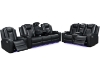 Picture of MONROSE Air Leather Dual Motor Reclining Sofa Range with Bluetooth Speaker + USB Port, Power Socket & Wireless Charging + LED Lighting (Black)