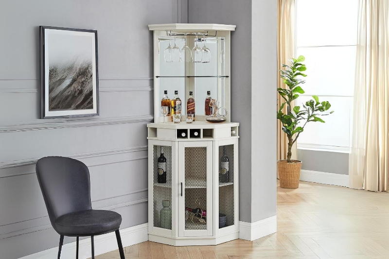 Picture of HAAKEN Corner Bar Buffet & Hutch (White)