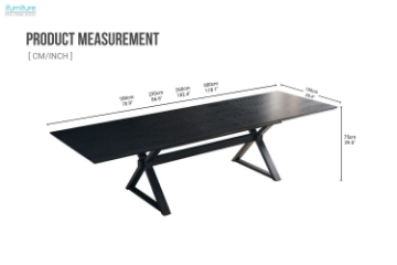 Picture of CAPITOL Extension Dining Table  71"-86.6"-102"-118" Long (Black)