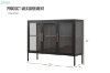 Picture of STARK Steel Frame 35.5"x47" 3-Door Transparent Glass Display Cabinet (Black)