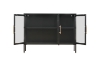 Picture of STARK Steel Frame 35.5"x47" 3-Door Transparent Glass Display Cabinet (Black)