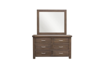 Picture of WESTMINSTER  6-Drawer Solid Oak Dresser with Mirror (Classic Walnut)