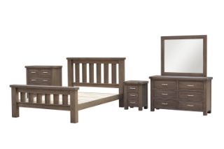 Picture of WESTMINSTER Solid Oak Bedroom Combo (Classic Walnut) - 5PC Queen Size