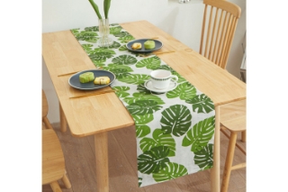 Picture of SINGLE-SIDED Printed Table Runner/Bed Runner (Monstera Leaves) - 13"x63"