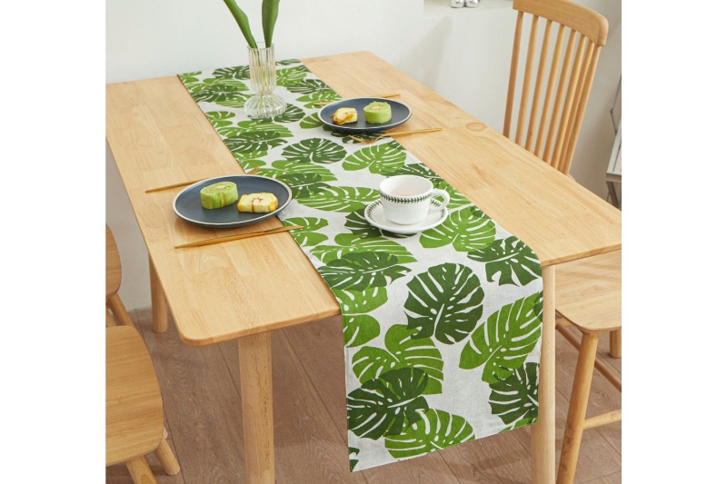 Picture of SINGLE-SIDED Printed Table Runner/Bed Runner (Monstera Leaves) - 13"x71"