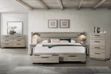Picture of WESTDEN 3PC/6PC Bedroom Combo Set in Queen/King Size (Grey)