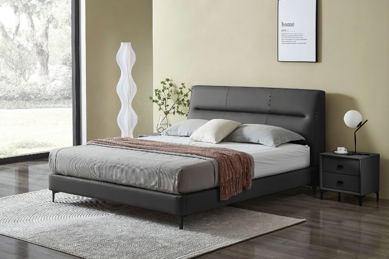 Picture of CUBA Genuine Leather Bed Frame (Dark Grey) - Queen Size