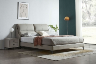Picture of ROMEO Genuine Leather Bed Frame (Light Grey) - Eastern King Size
