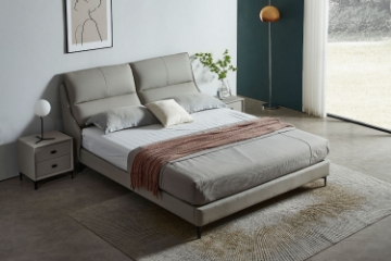 Picture of ROMEO Genuine Leather Bed Frame (Light Grey) - Eastern King Size