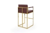 Picture of DAKOTA 30" Bar Height Bar Stool with Arms & Golden Finish Base (Wine Red)