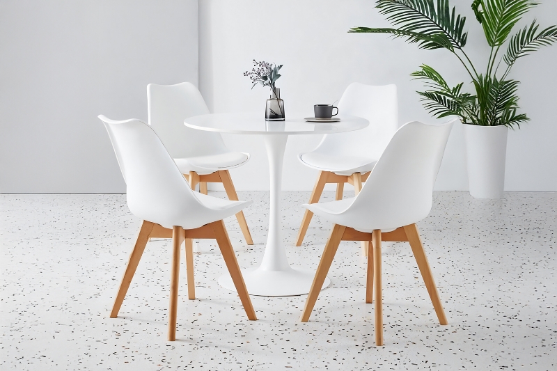 Picture of TULIP Dining Set (White) - 31.5" Table with 4 Chairs