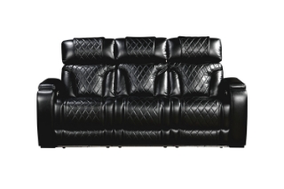 Picture of CALVIA Duo Motor Zero Gravity Adjustable Headrest Reclining Sofa Range (Black) - Sofa with USB Port & LED Lighting + Cup Holders & Reading Lights (3RRC)