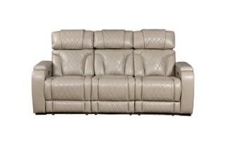 Picture of CALVIA Duo Motor Zero Gravity Adjustable Headrest Reclining Sofa Range (Beige) - Sofa with USB Port & LED Lighting + Cup Holders & Reading Lights (3RRC)