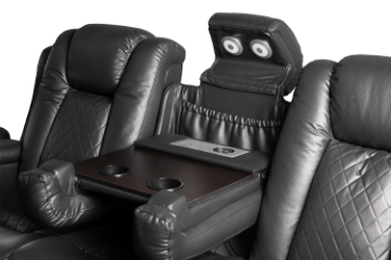 Picture of MONROSE Air Leather Dual Motor Reclining Sofa Range (Black) - Sofa with Drop-Down Console USB Port, Power Socket & Wireless Charging(3RRC)