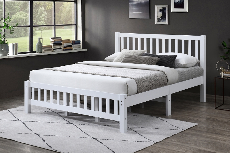 Picture of FORESTER Solid Wood Twin/Double/Queen Size Bed Frame(White)