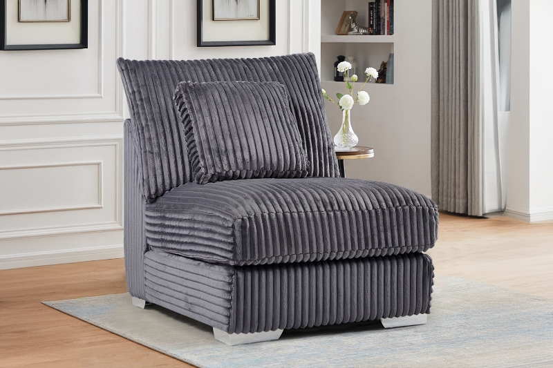 Picture of WINSTON Corduroy Modular Sectional Sofa (Grey) - Armless Chair