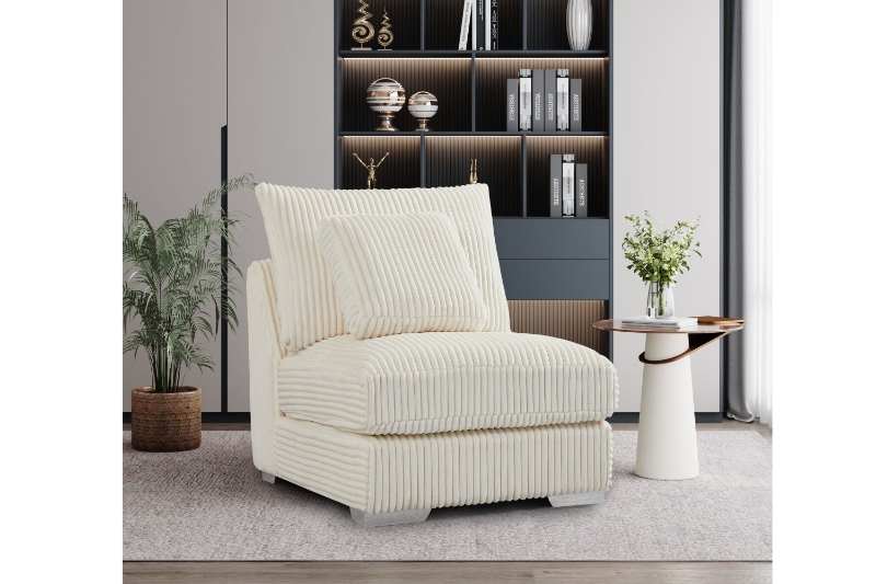 Picture of WINSTON Corduroy Modular Sectional Sofa (Beige) - Armless Chair