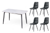 Picture of SAROTO 51" Sintered Stone Top 5PC Dining Set (Gloss White Table + Charcoal Chairs)