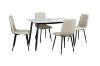Picture of SAROTO 51" Sintered Stone Top 5PC Dining Set (Gloss White Table + Creamy White Chairs)