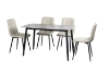 Picture of SAROTO 51" Sintered Stone Top 5PC Dining Set (Matte Grey Table + Creamy White Chairs)