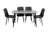 Picture of SAROTO 51" Sintered Stone Top 5PC Dining Set (Matte Grey Table + Charcoal Chairs)