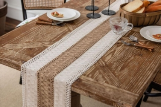 Picture of 376-003 Cotton-Edged Woven Table Runner/Bed Runner with Tassel - 78.5"x12"