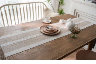 Picture of 376-007 Jacquard Geometric Pattern Table Runner/Bed Runner (Light Brown) - 78.5"x13" 