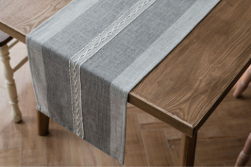 Picture of 376-009 Jacquard Geometric Pattern Table Runner/Bed Runner (Grey) - 78.5"x13"