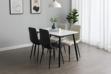 Picture of SAROTO 51" Sintered Stone Top 5PC Dining Set (Gloss White Table)