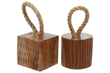 Picture of 650-023 Teak Root Door Stopper Sculpture - Set of 2 (4.5"x4.5")